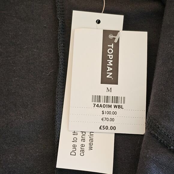 Topman Sweater Unisex Wrap Poncho Charcoal Gray Cotton Adult Medium Black NEW - Picture 8 of 11